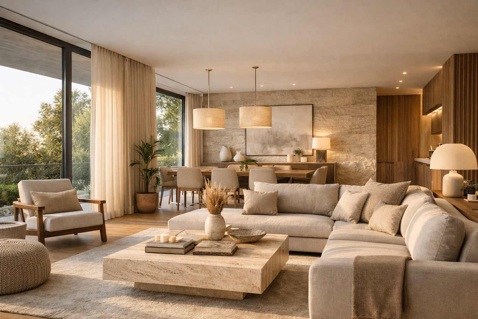 Interior de lujo con atmósfera sensorial